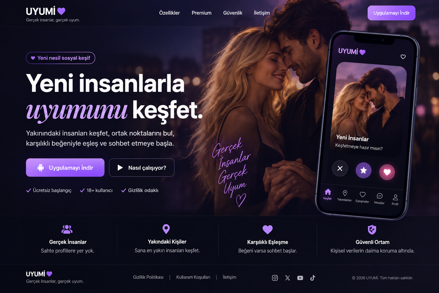 UYUMİ uygulamasını kullanan kadın ve erkek çift